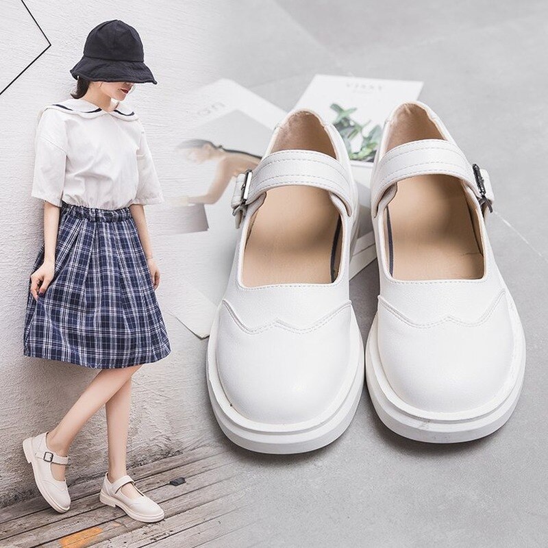 작은 가죽 신발, 여성 영국 2021 봄 신상품, JK 일본 얕은 입 인형 신발, 세미 하이힐, 카와이 로리타 신발